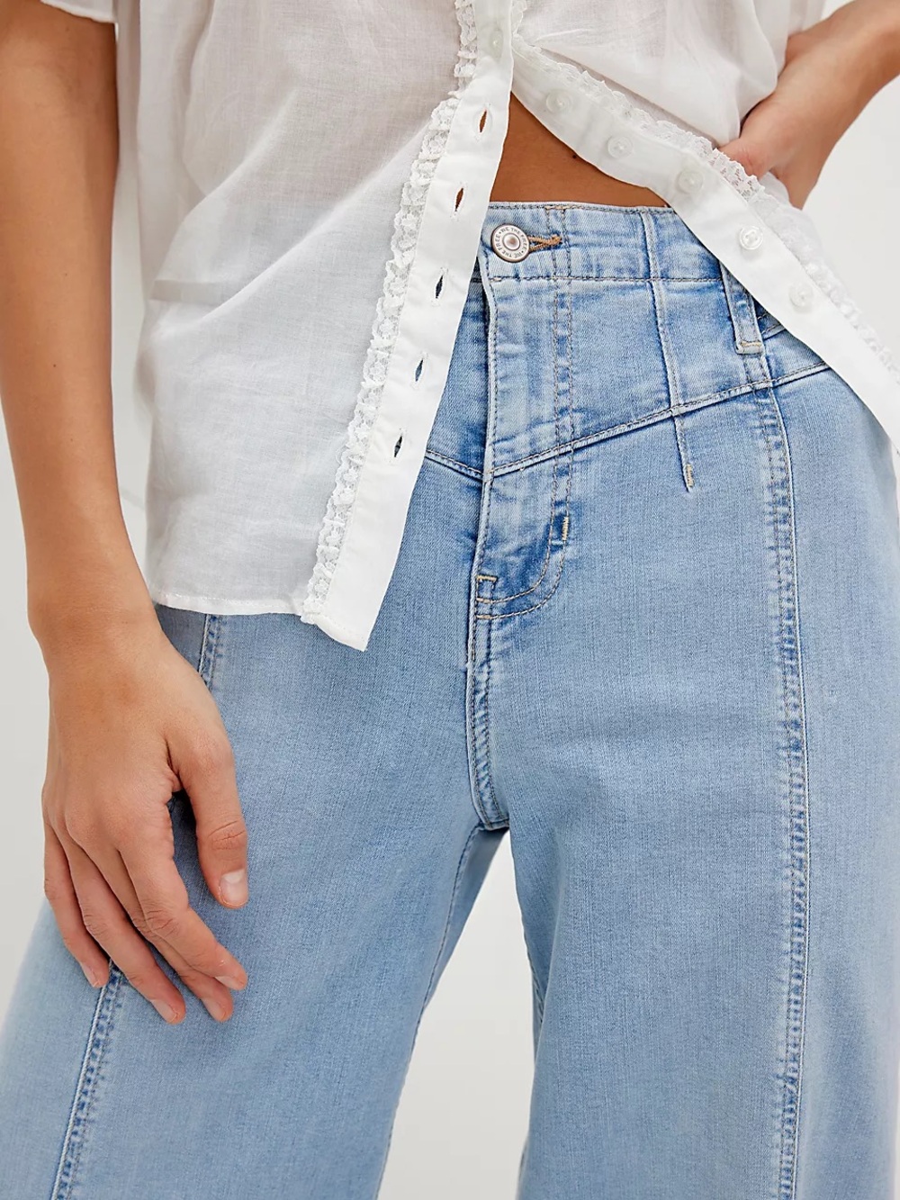 We The Free Wide-Leg Mid Blue Denim Jeans - Picture 4 of 7
